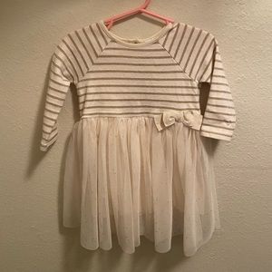 Petit Bateau | Girls Cream & Gold Dress | 18 months